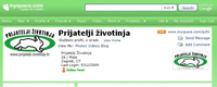 Myspace profile for Animal Friends Croatia